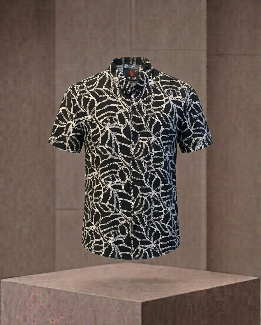 Men's Monochrome Abstract Graphic Casual Shirts