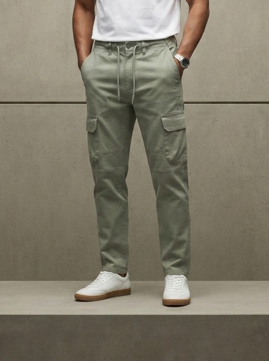 Sage Tactical Cargo Trousers – Slim Straight Fit