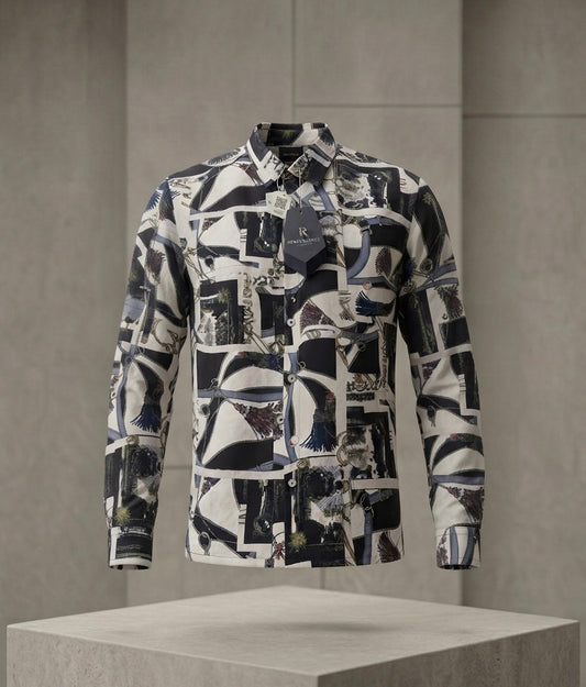 Renaissance Monochrome Abstract Print Premium Shirt