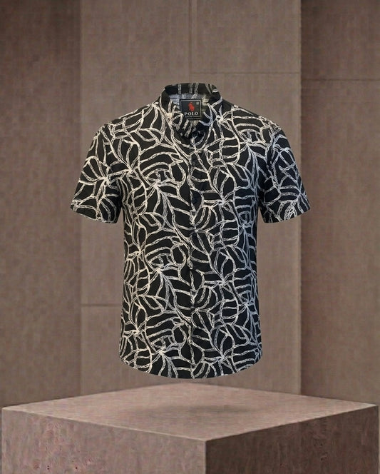 Men's Monochrome Abstract Graphic Casual Shirts
