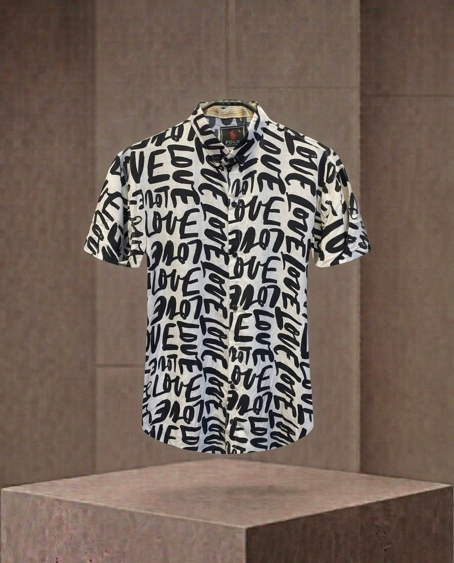 Men's Graffiti Abstract Line Art Shirt | Casual Button-Up