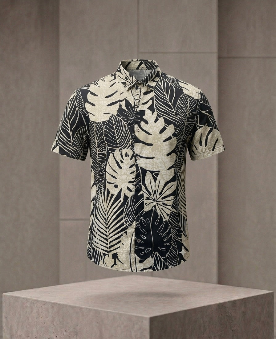 Men's Tropical Monstera Leaf Vacation Shirt | Resort Wear