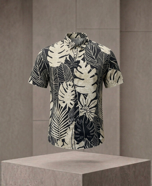 Men's Tropical Monstera Leaf Vacation Shirt | Resort Wear