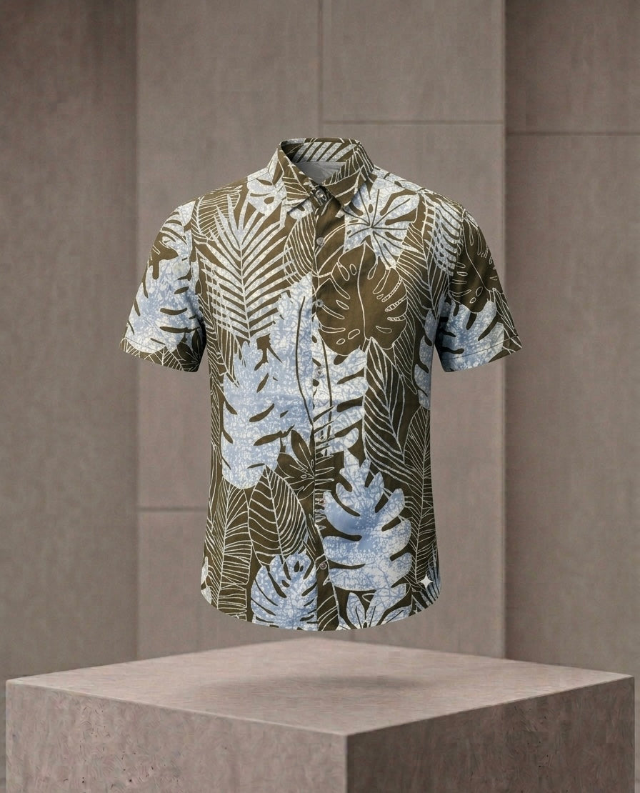 Men's Tropical Monstera Leaf Vacation Shirt | Resort Wear