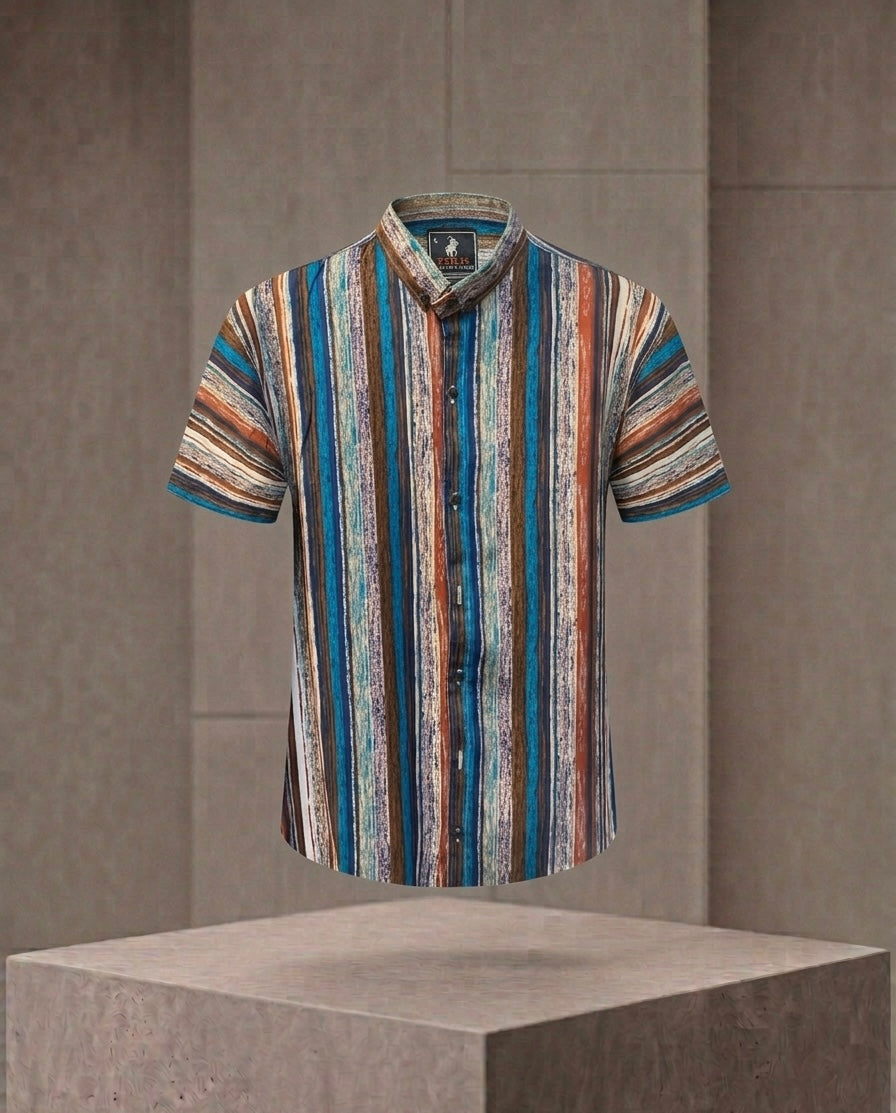 Men's Artistic Oil-Paint Streak Textured Casual Shirt