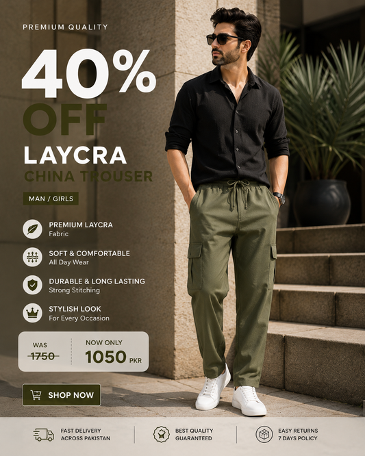 Olive Green Tactical Cargo China Trousers – Relaxed Fit