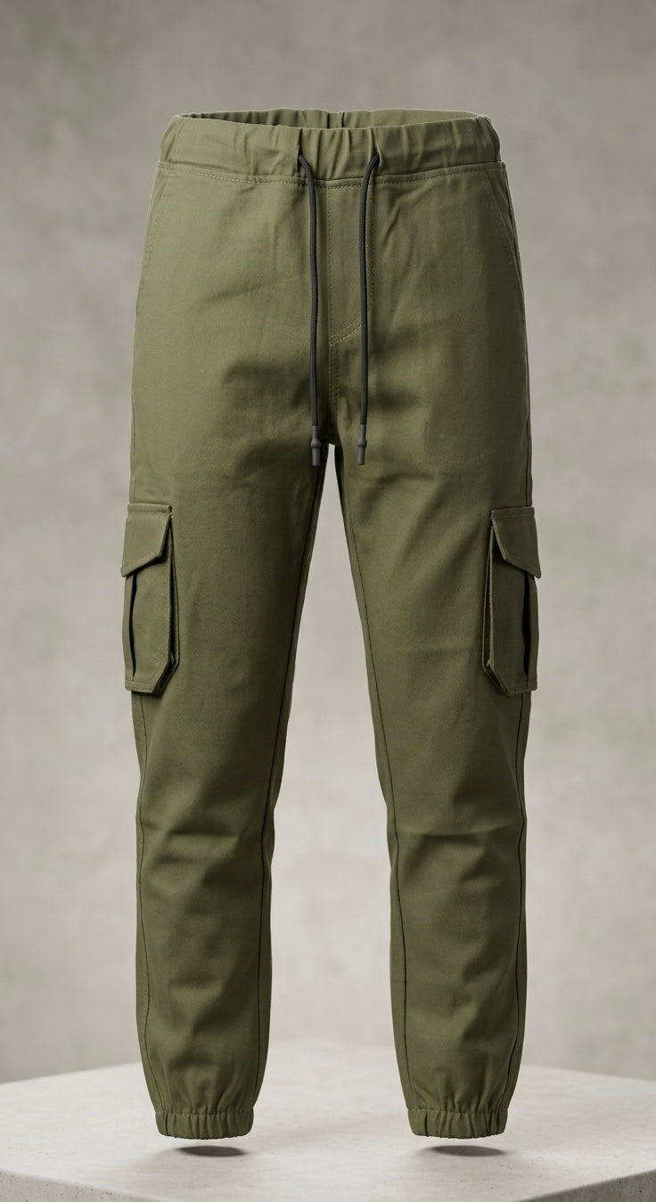 Men's Slim Fit Jogger Cargo Pants – Olive Green & Khaki Beige