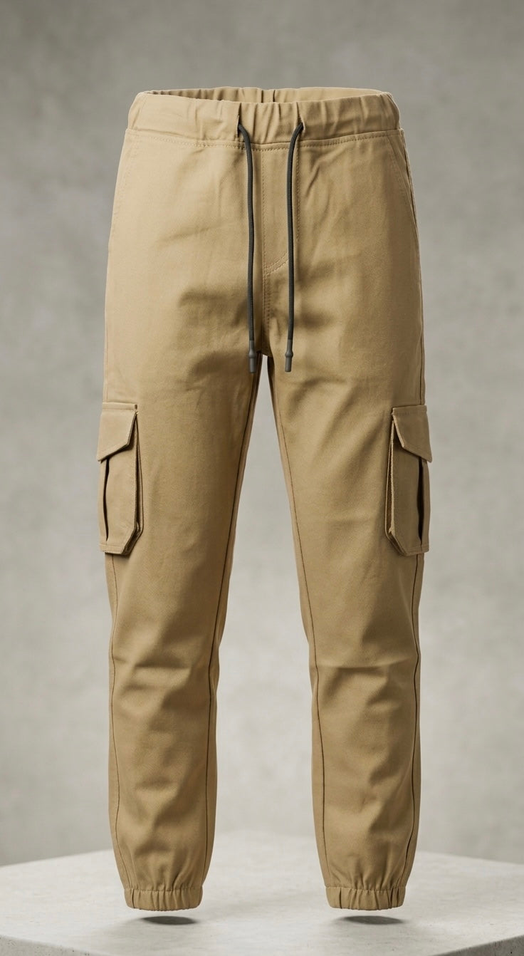 Men's Slim Fit Jogger Cargo Pants – Olive Green & Khaki Beige
