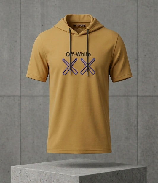 Mustard Short-Sleeve Graphic Hoodie