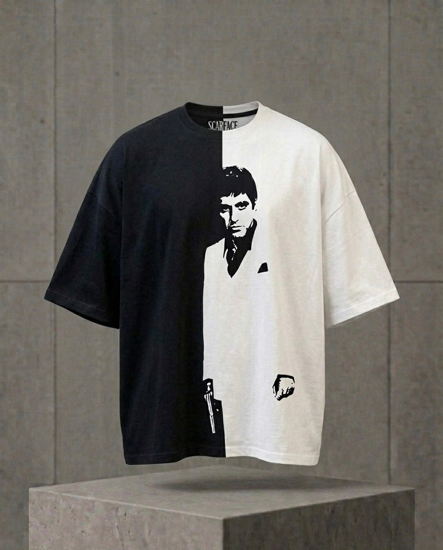 Scarface "Tony Montana" Split Drop-Shoulder Baggy T-Shirt